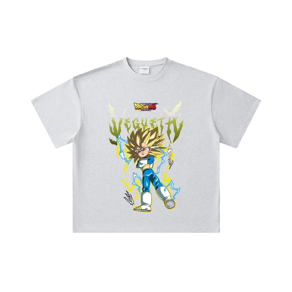 260 GSM Double Yarn 32 Count 100% Cotton Dragon Ball V51 Daima Vegeta Print Unisex Heavy Cotton T Shirt