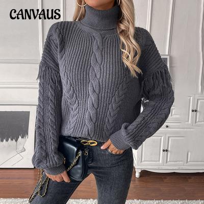 Autumn and Winter Women's Plus Size Sweater Loose Pullover Lapel Solid Colour Twist Knitted Sweater