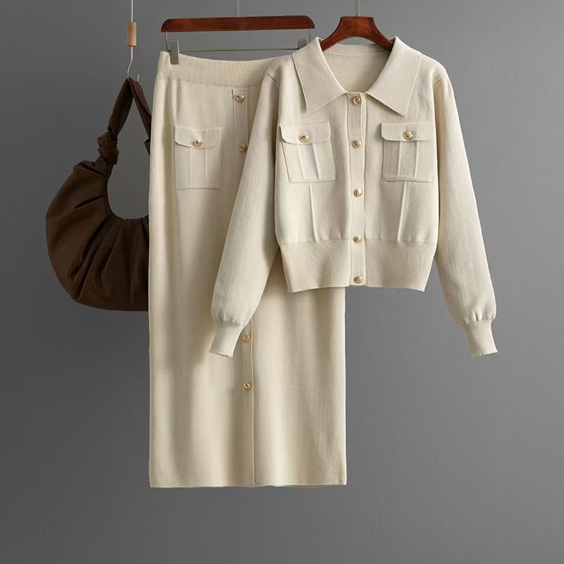 Fashion Wind New Arrival Fashionable Knitted Top and Skirt Two-Piece Suit Knitted Top and Skirt Set
