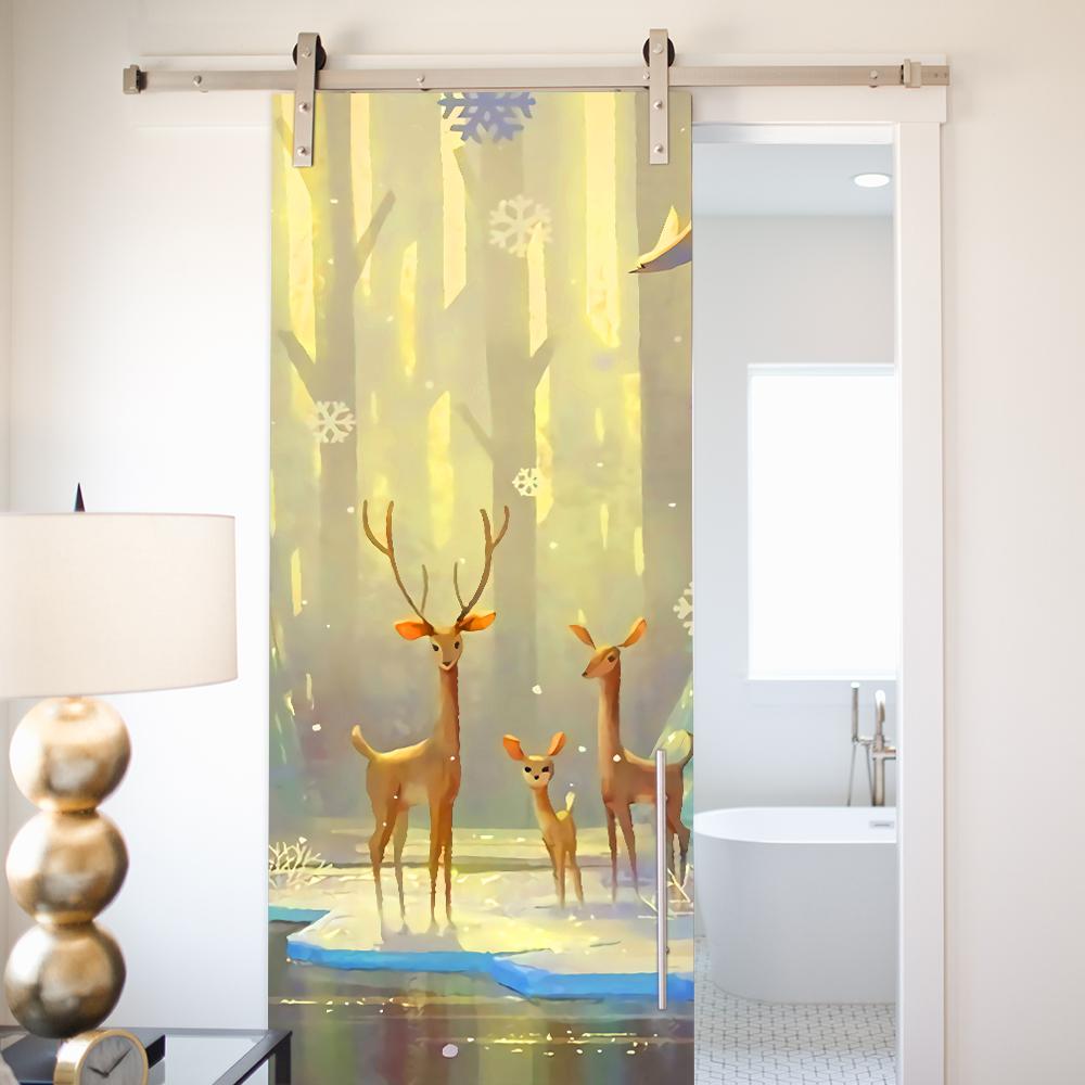 3D Forest Scenery Door Sticker - Removable Vinyl Mural, Nature Pathway Adhesive Door Wallpaper for Home Decor