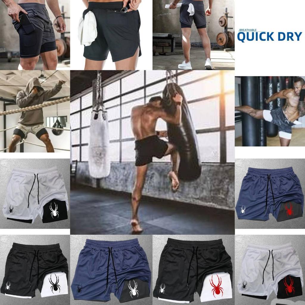 Muay Thai Kick Boxing MMA Shorts Spider Men Women Unisex Casual Sportswear Double Layer Quick Dry Breathable Training Sport Gym Fitness Workout