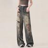 Womens High-Waisted Wide Leg Denim Jeans With Distressed Ripped Details Loose Fit Streetwear Style