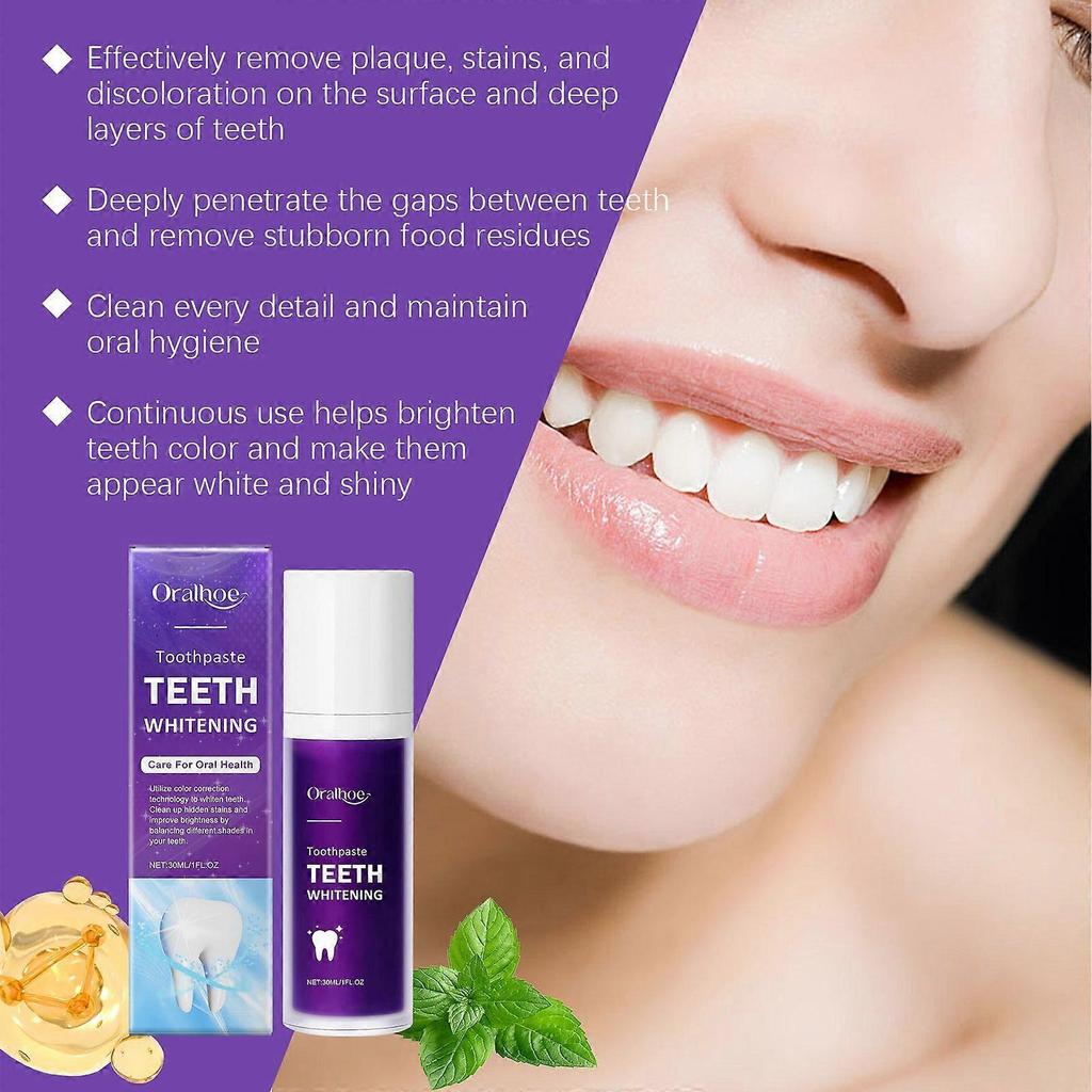 Oralhoe Purple Toothpaste Gentle Cleaning For Odors And Stains, Brightens Teeth, Daily Oral Care Toothpaste