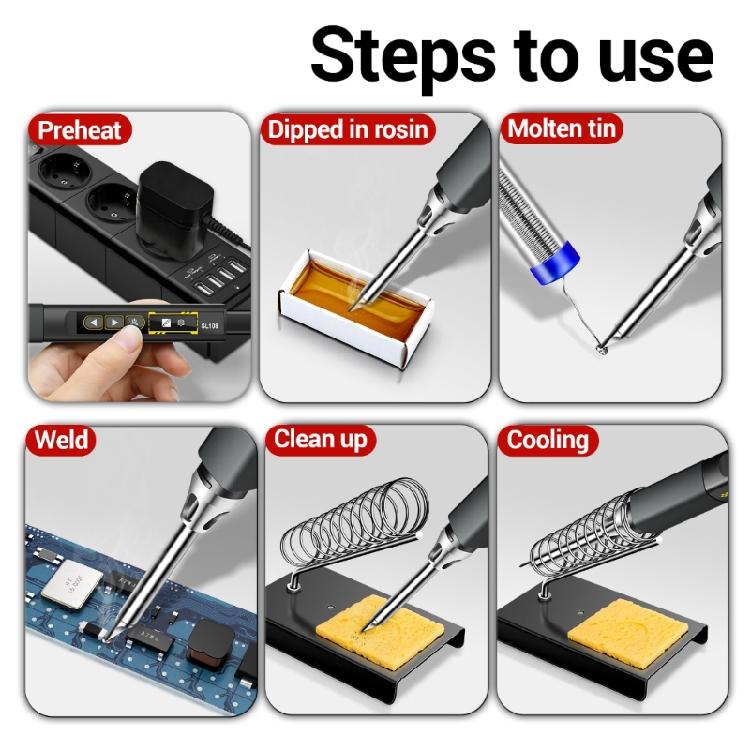 Mini Electric Soldering Iron 96W Adjustable Temperature Fast Heating Portable Digital Display Welding Iron Tool Kits