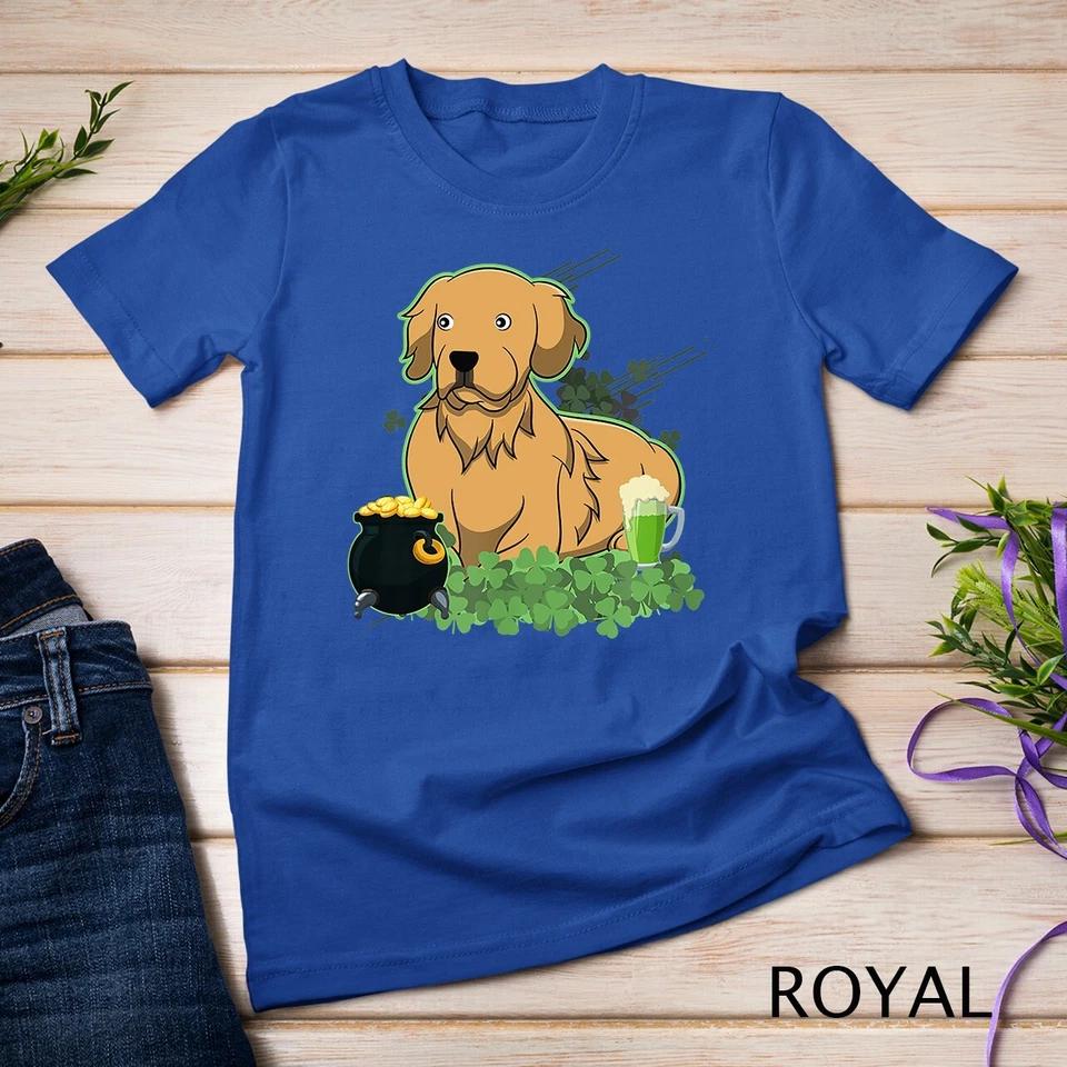 St Patricks Day Golden Retriever Dog T-Shirt Unisex T-shirt 11 S