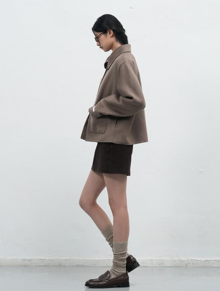Generalidea Wool Collar Handmade Short Coat [Mocha] / Wbe3L10511