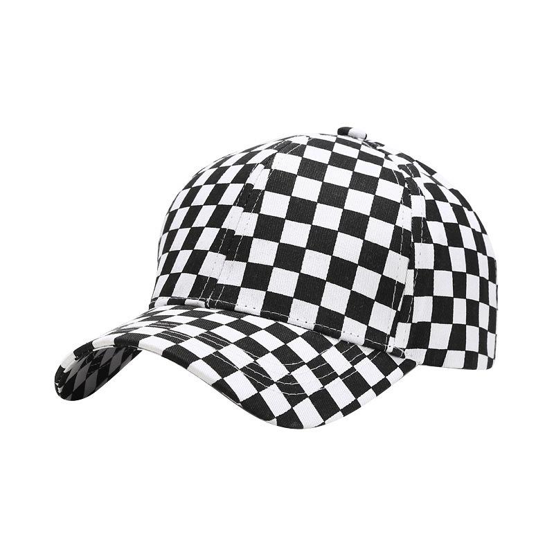 Fashion Hat New Creative Checkerboard Baseball Cap Men's and Women's Trend Casual Outdoor Sunscreen Visor Cap Curved Edge Cap