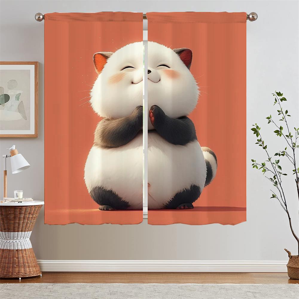 Prayer Cat Curtains Ready Curtains Cheap Things With Free Shipping for Home Curtain Living Room Decoration Curls Blackout Blind