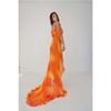 Women's U Neck Sleeveless Maxi Dress Slim Fit Mid Waist Sexy Floral Tie Dye High Slit Ruffle Chiffon Party Dress