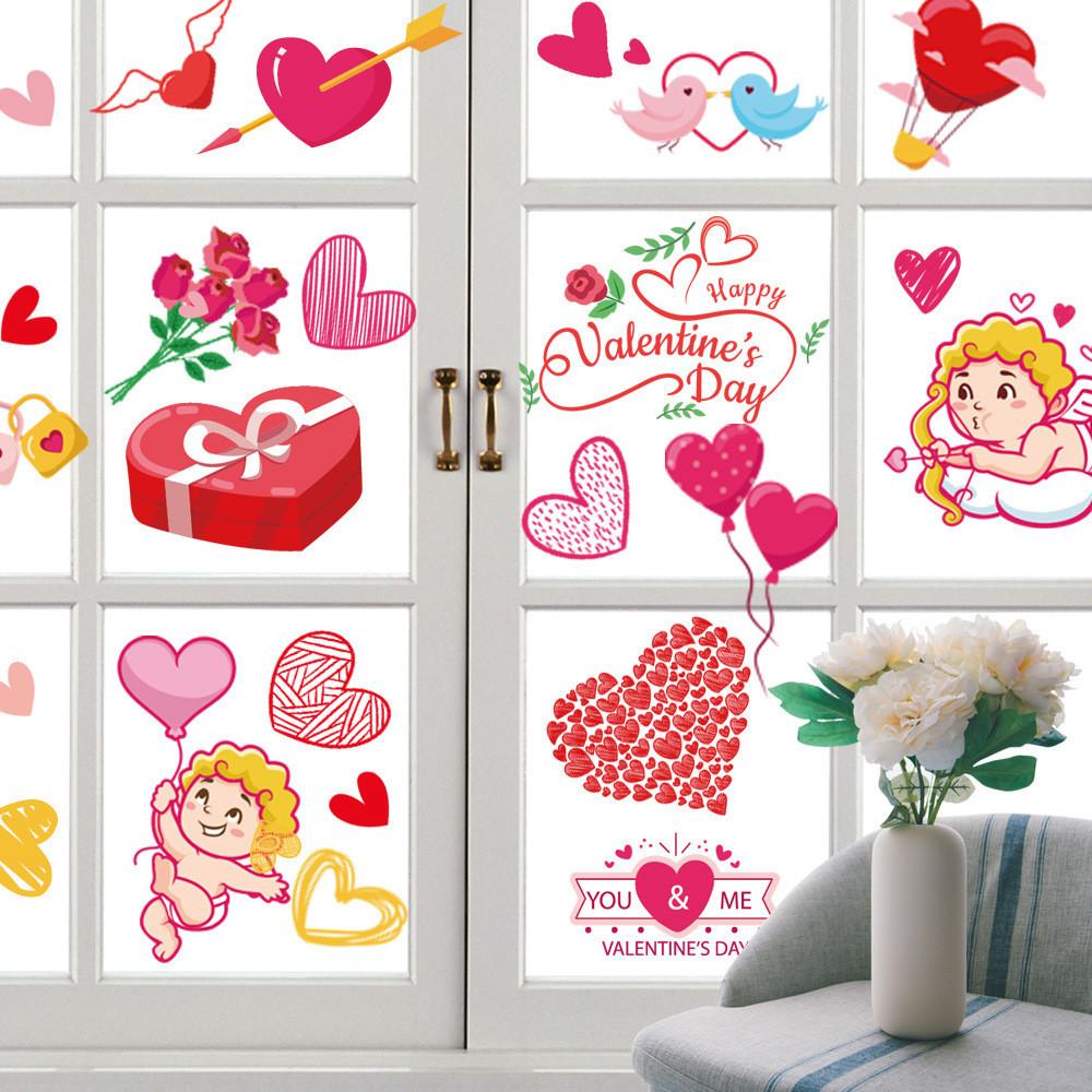 Playful Xh110 Family Interactive Heart Window Clings For Valentines Day Decor