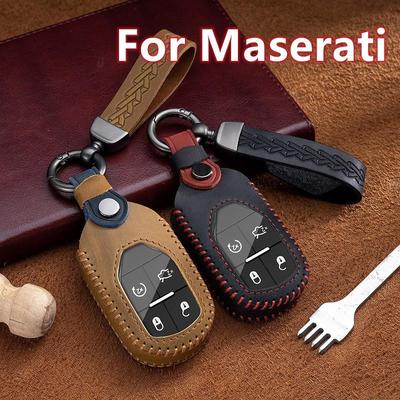 Funda de cuero para llave de control remoto para coche, carcasa protectora para Maserati Levante Ghibli Quattroporte GT Granturism GranCabrio