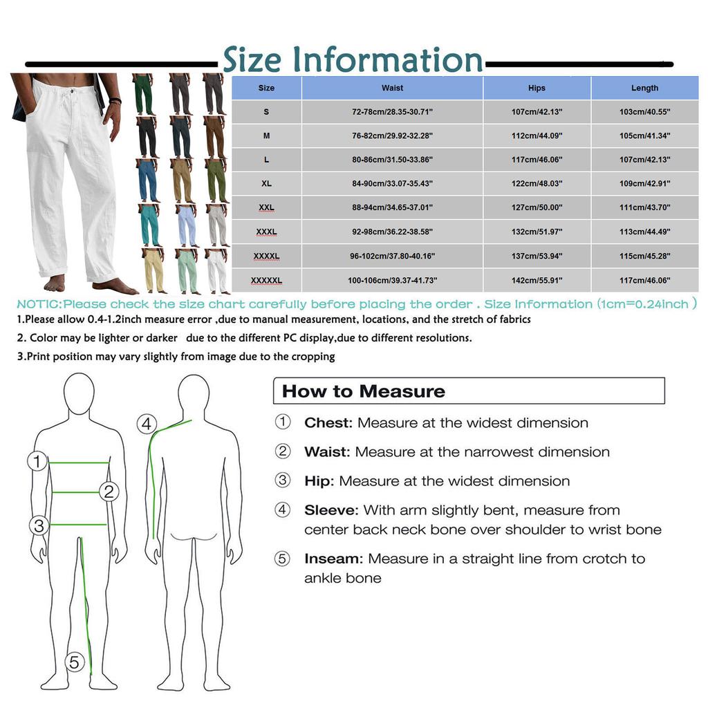 Men's Casual Loose And Comfortable Casual Pants Cotton Linen Printed Drawstring Trousers