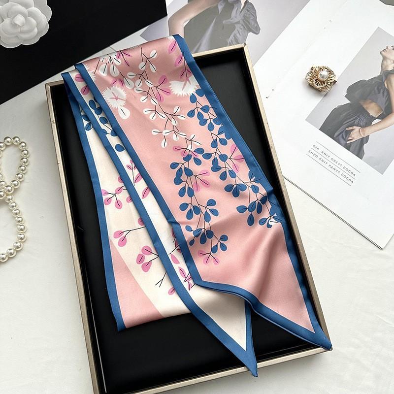 Double-sided Long Strip Small Silk Scarf Women's Professional Wear Spring and Summer New Decorative Small Scarf Tied Hair Band Streamer