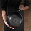 Handmade Wok Cast Iron Pot with Large Belly Irror Surface Non-Stick Wokes Pans No Coating Saucepan Splash-Proof Design Wokes Pan