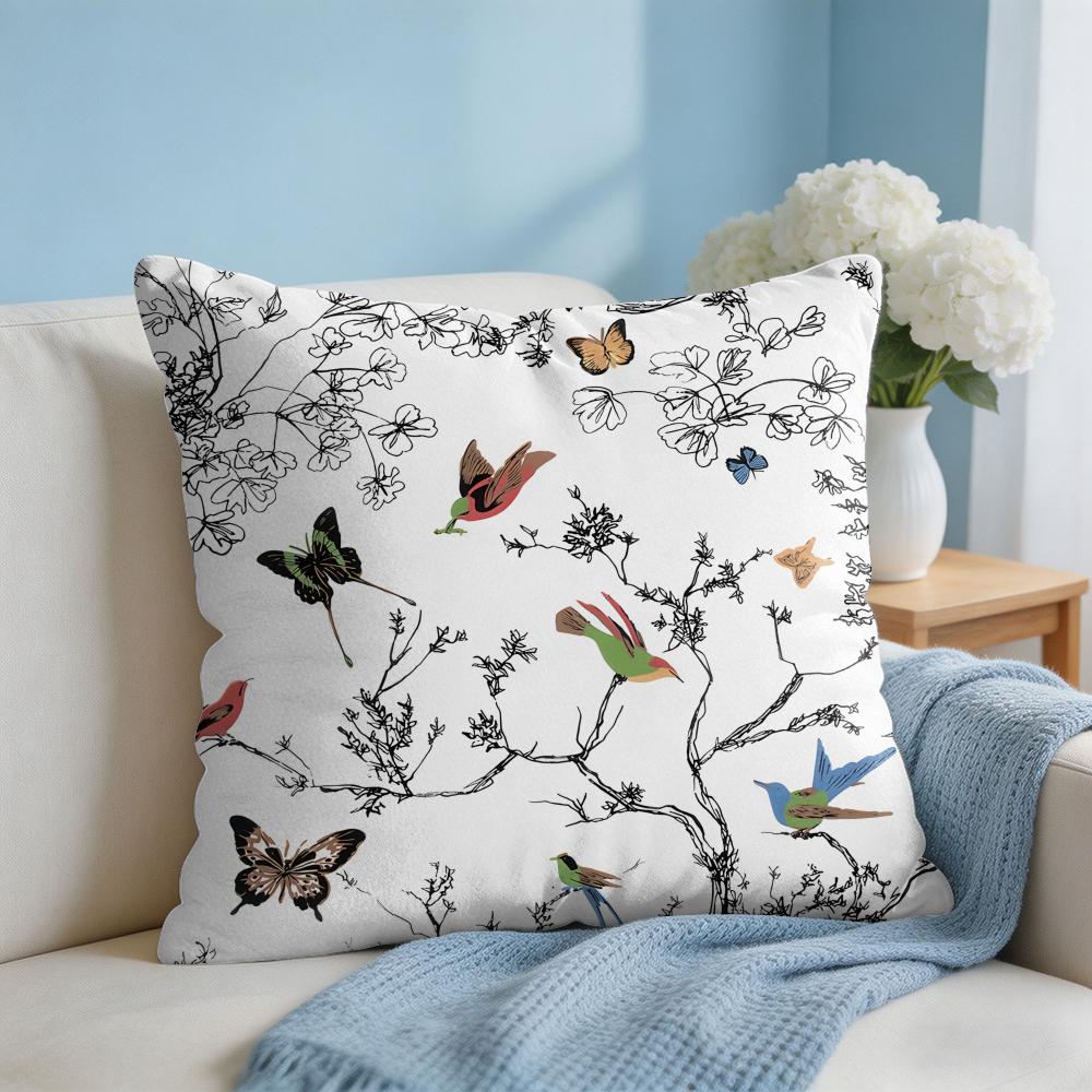 Lovely Bird Retro Cushion Cover Square Pillow Bedroom Sofa Leisure Comfort Living Room Home Decoration X