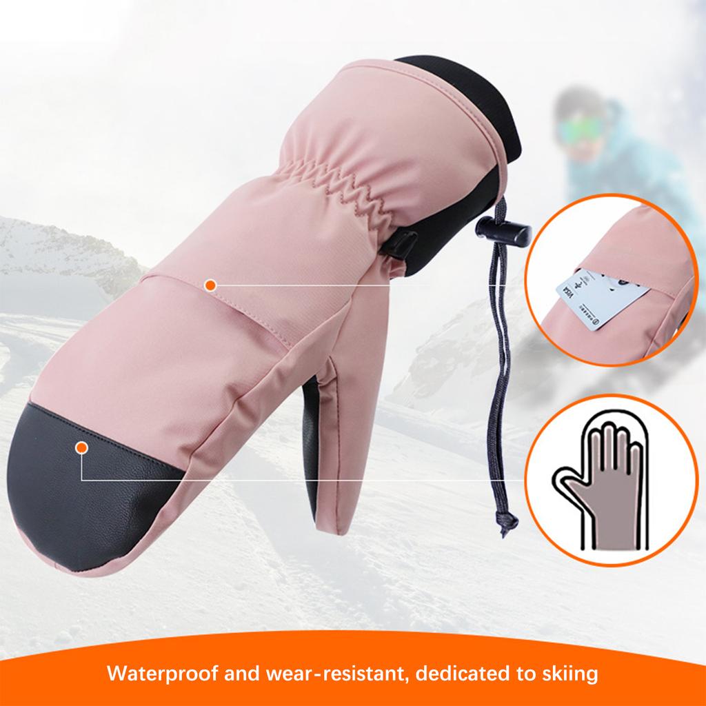 Skihandschuhe für Herren Damen Polyester PU Winddicht Wasserdicht Atmungsaktiv Snowboardhandschuhe mit Haken