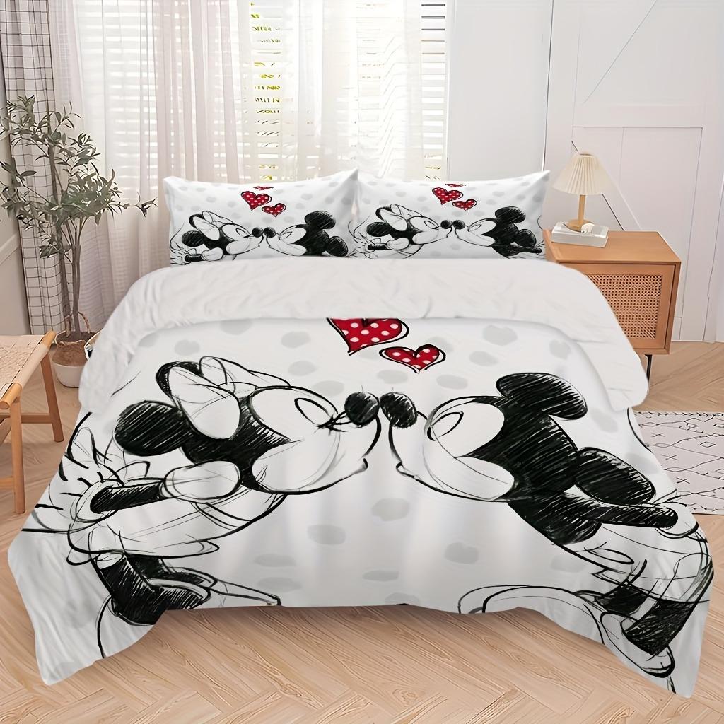 Conjunto de Capa de Edredom Mickey Anya Forger Edredom Roupa de Cama 3D Conjunto de Roupa de Cama Infantil 3 Peças 1 Capa de Edredom Tamanho King