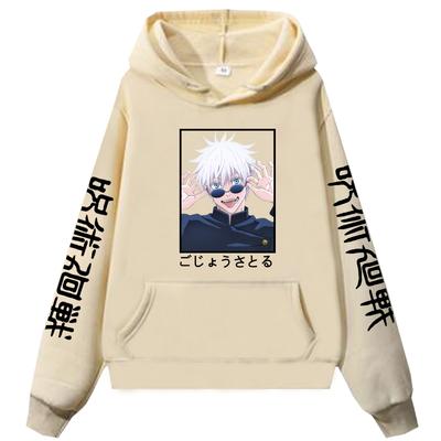 Anime Jujutsu Kaisen Satoru Gojo Śmieszne Graficzne Bluzy z Kapturem Oversize Bluza z Długim Rękawem Bluza z Kapturem Męska Damska Odzież