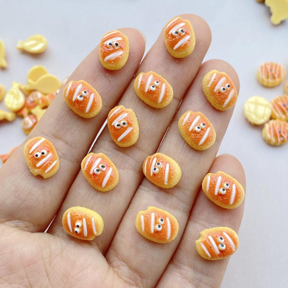 50 Pcs Cute Mini Simulated Bread, Donuts, Pizza Flat Back Resin Cabochons Scrapbooking DIY Jewelry Hairpin Craft Decoration
