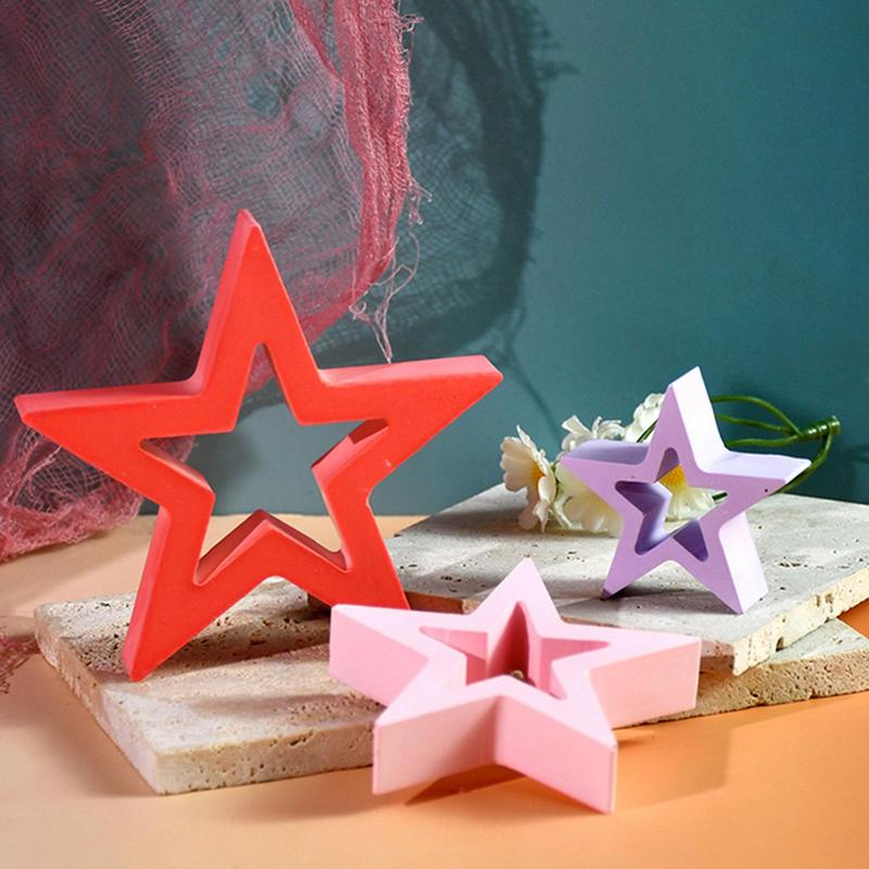 Silicone Star Mould Star Resin Molds Desktop Ornament Silicone Mould Hollow Star Shaped Mold Festive Candle Mold for Crafting