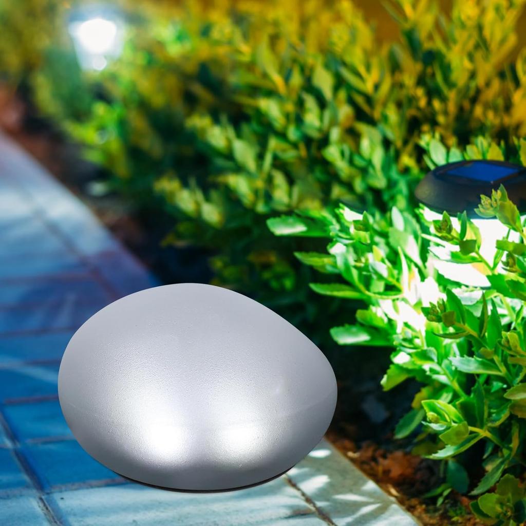 Gadpiparty Solar Garden Lights Outdoor Glow Cobblestone Shaped Lamp Garden Decor Light Waterproof Landscape Night Lights for Lawn Patio Path White