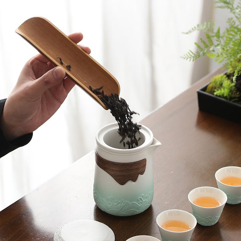 Outdoor Set Travel with Four Cups Camping Teapot Portable Quick Tea Cup