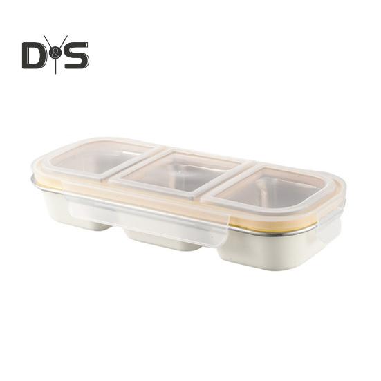 Snackbehälter aus Edelstahl, unterteilte Gewürzbox mit Deckel, Lunchbox mit auslaufsicheren, versiegelten Fächern, wiederverwendbarer Lebensmittelbehälter für die Schule