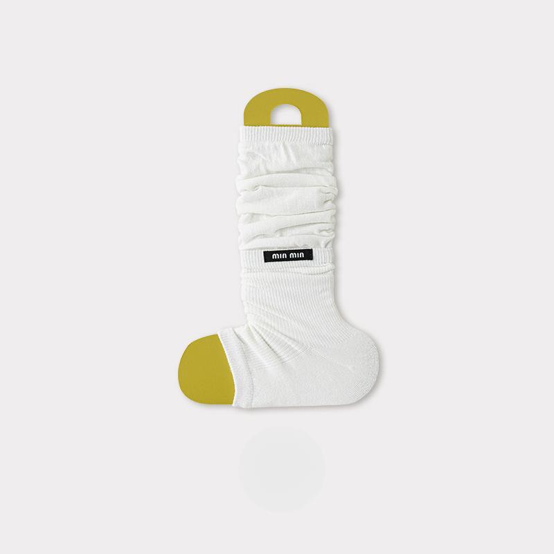 Ballet-style Fabric Label Socks for Women In Autumn, Solid Color, Versatile, Pile Socks