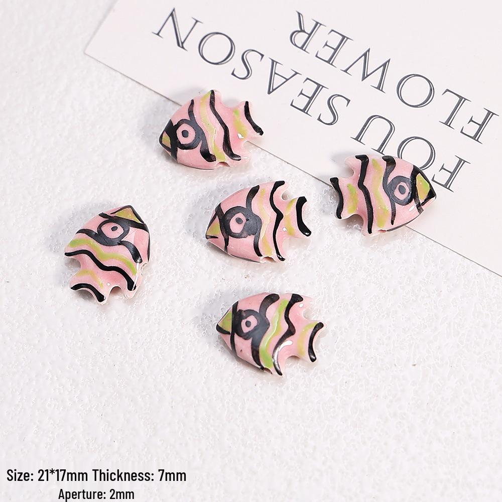 Hand-Painted Ocean Ceramic Beads: Tropical Fish, Starfish, and Seashell Shapes for DIY Jewelry