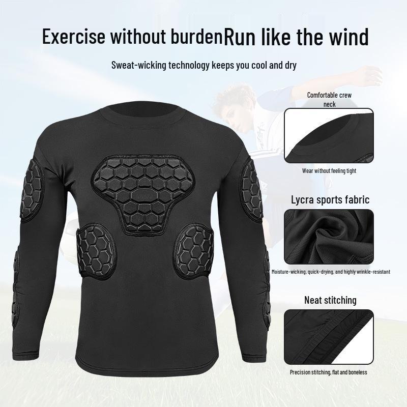 In-Stock Men's Rugby Goalkeeper Long Sleeve Training Uniform Set - Anti-Collision