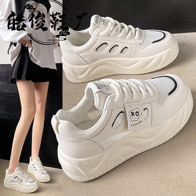 

Popular platform white shoes women s mesh breathable board shoes 2025 new spring and autumn white niche casual sports shoes 35