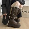 Maillard brown versatile boots women's 2025 autumn and winter new heightening knight boots small slim high boots