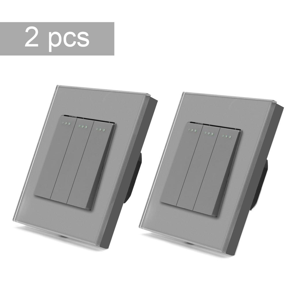BSEED 1/2/3Gang Wall Switches 2Way Mechanical Light Switch On Off For Stairs Halls Glass Wall Rocker Switch EU Standard 2Pack