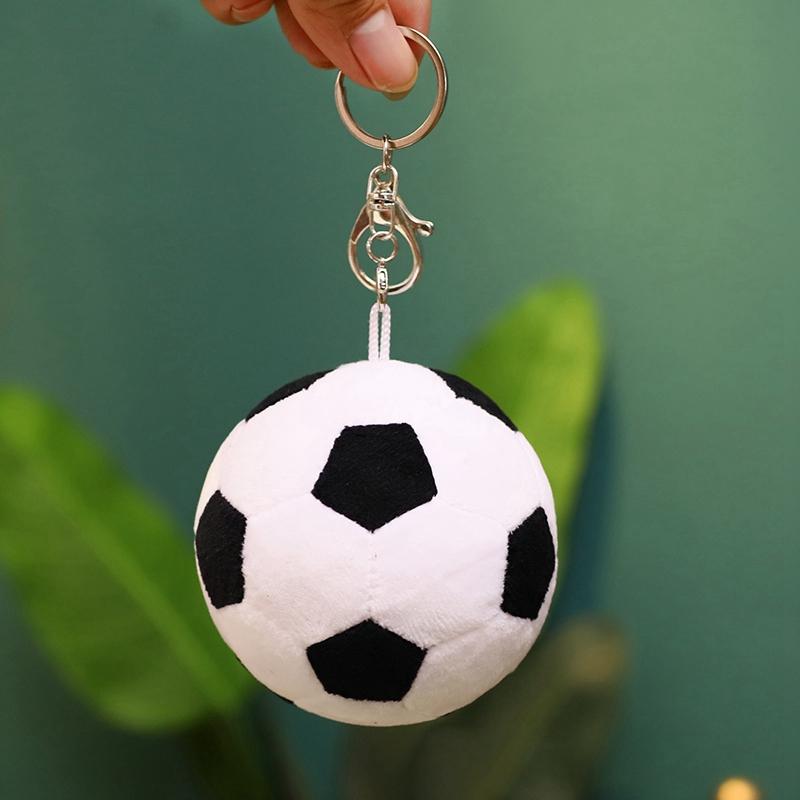 Pendentif Peluche Ballon de Sport 9cm Rempli Basket-ball Orange & Football Noir Blanc Porte-clés Décor Peluche pour Sac Sac à Dos Cadeau