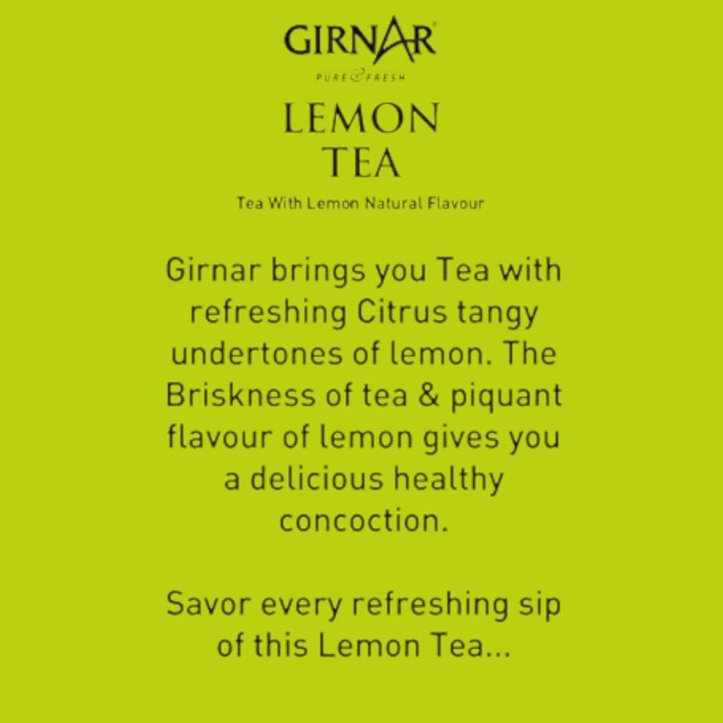 Girnar Lemon Black Tea 25 Foil Wrapped Tea Bags Antioxidant Rich Caffeine Free Beverage