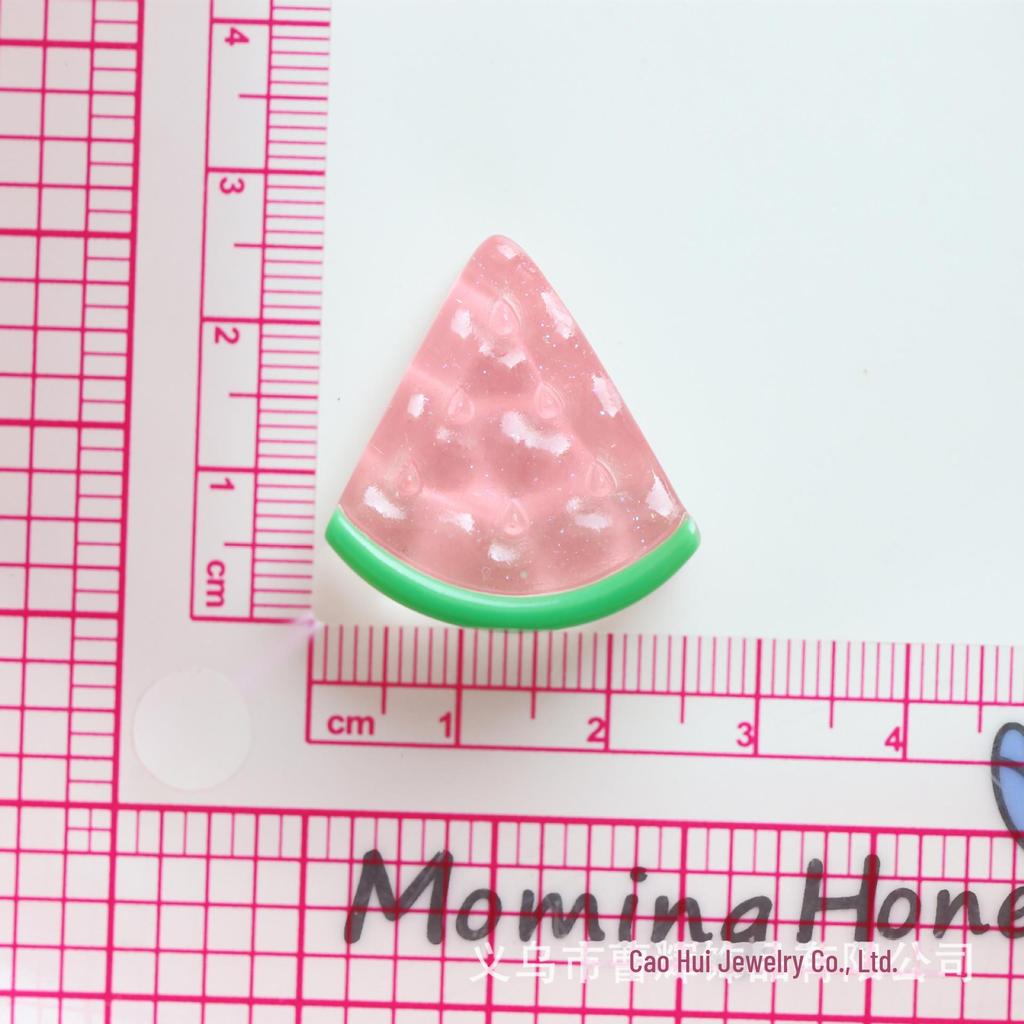 Transparent Glitter Fruit Resin Shoe Charms: Strawberry & Watermelon