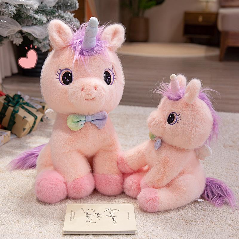 35-60cm Cute Soft Rainbow Angel Unicorn Plush Doll Pillow With Wings Flying Horse Animal Stuffed Toy Home Decor Gift