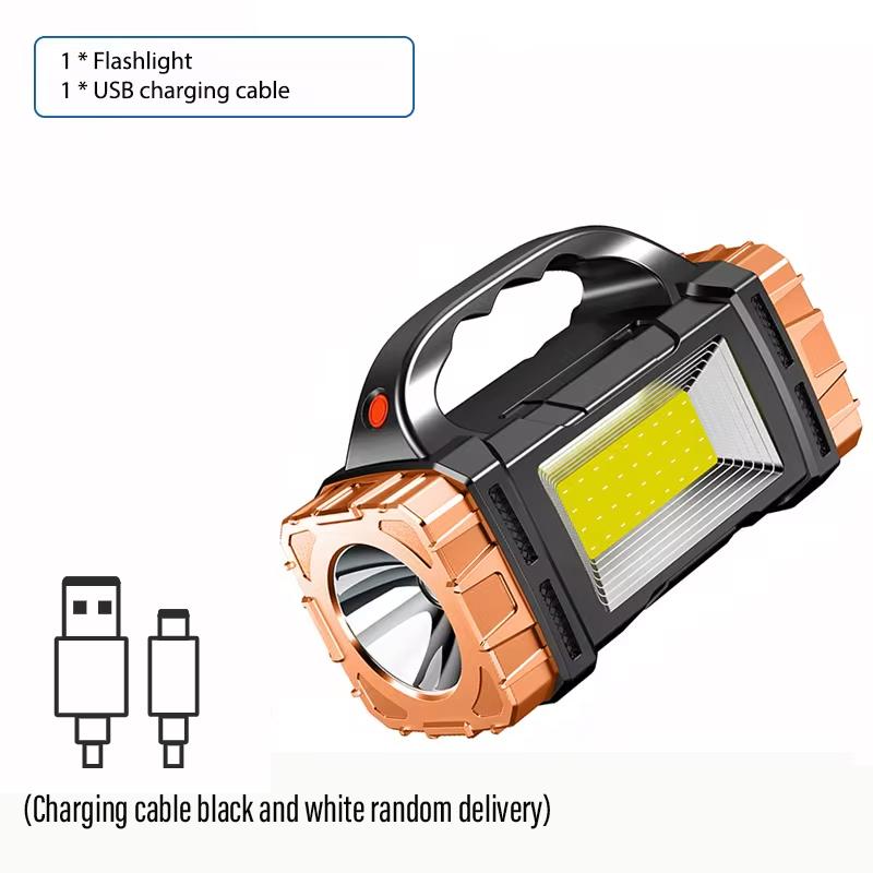 High Power Rechargeable LED Flashlight Multifunctional Portable Light with Side Light Waterproof Multiple Lighting Modes