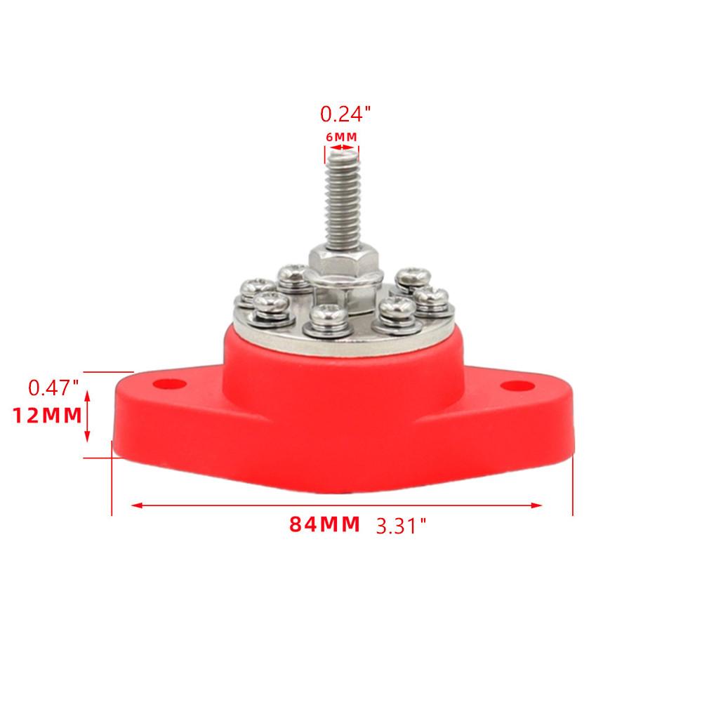 Red Battery Junction Post Bus Bar Power Distribution Block M6 Single Stud For RV