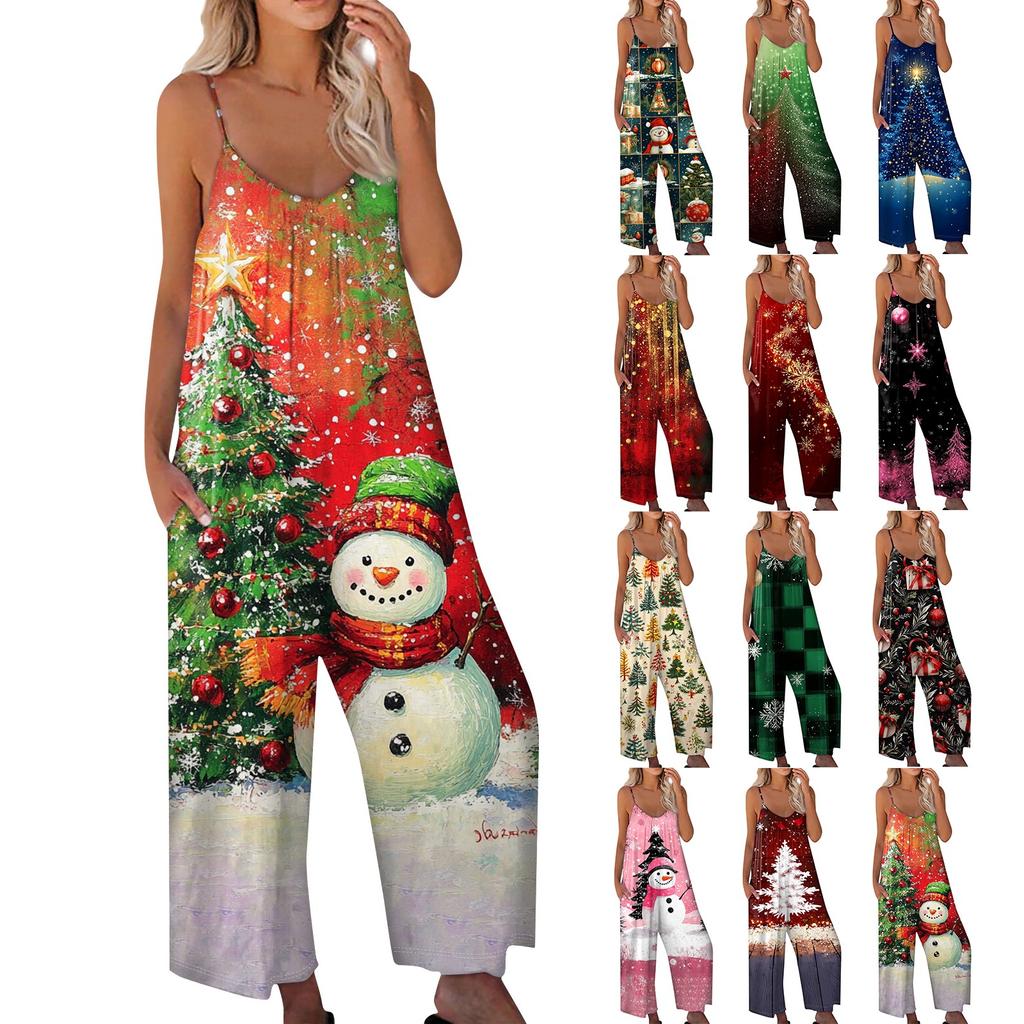 Bedruckter Damen-Overall, lässig, lockerer, verstellbarer Straps-Overall