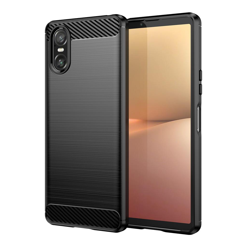 For Sony Xperia 10 VI Case with Screen Film WANLONFENG LS Series Big Lens Hole Brushed Texture TPU Phone Cover
