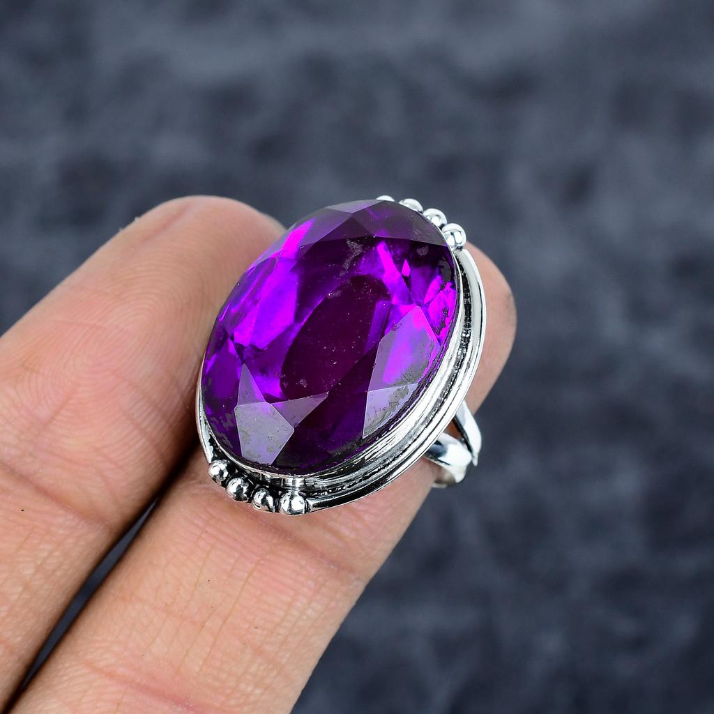 Pink Amethyst Gemstone Handmade 925 Sterling Silver Jewelry Ring Size 8.5 M-2791