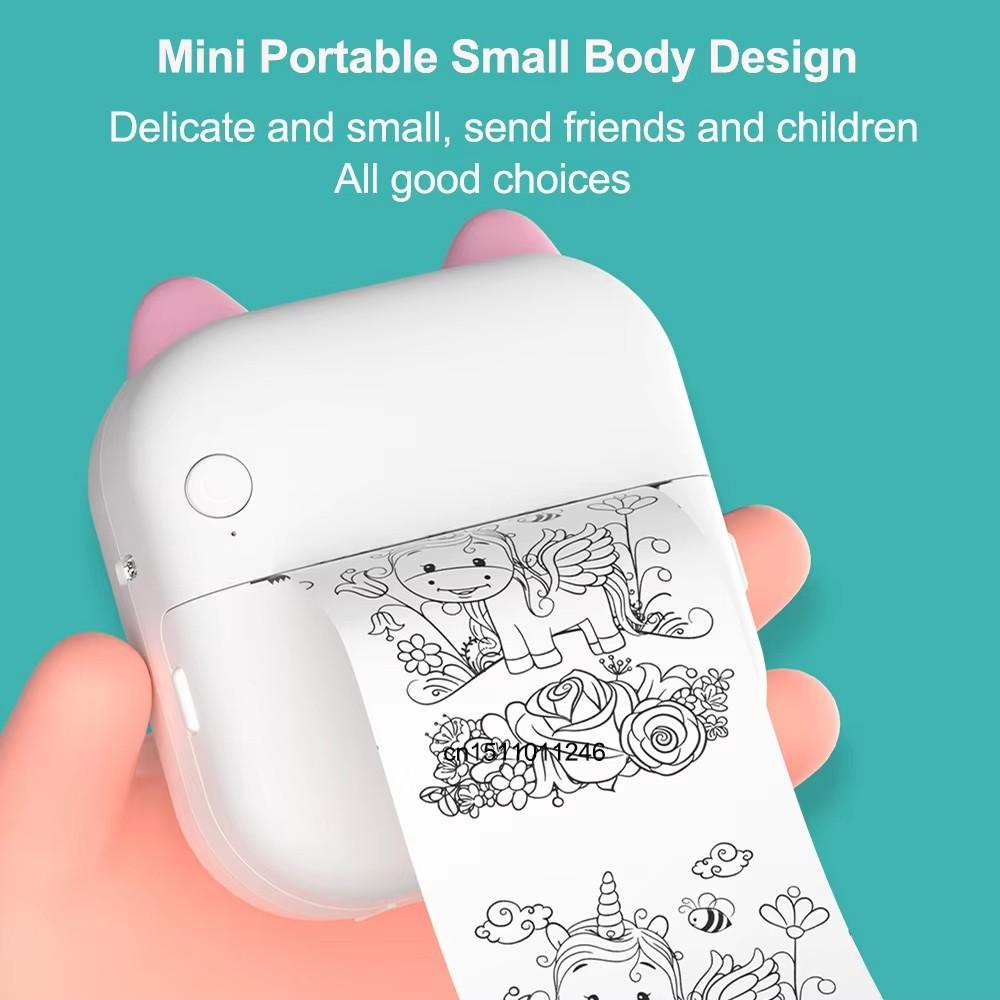 Mini Printer Thermal Adhesive Label Sticker Printer Bluetooth Mini Pocket Label Notes Printer for Home and Office Android IOS