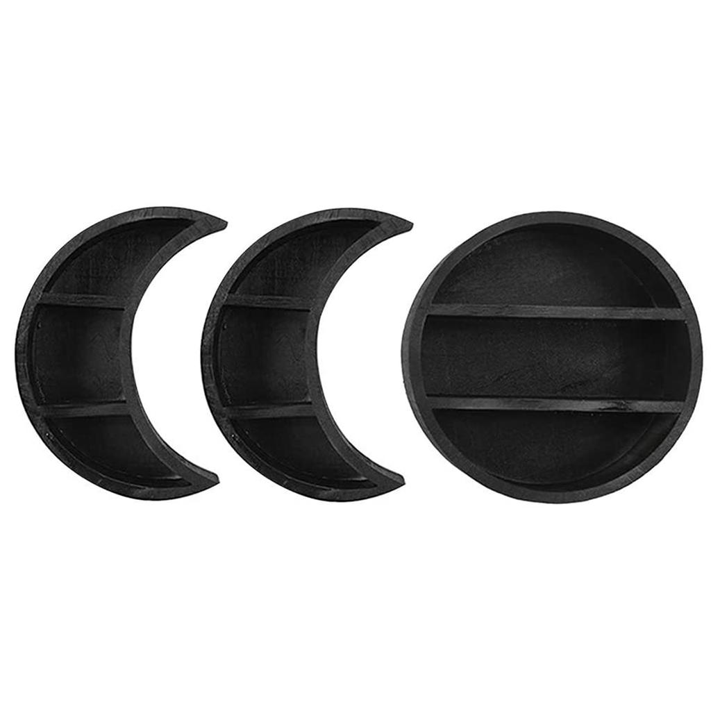 Wooden Moon Shelves Bohemian Moon Cycle Change Bathroom Wall Shelf Essential Oil Storage Rack Home Decoration Accessories