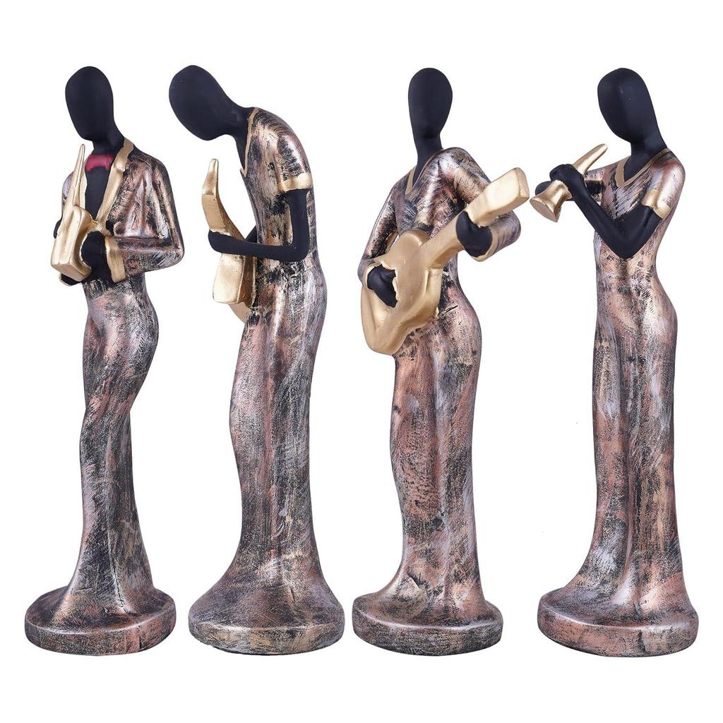 Resin Musical Instrument Showpiece, Set of 4 (Gold)