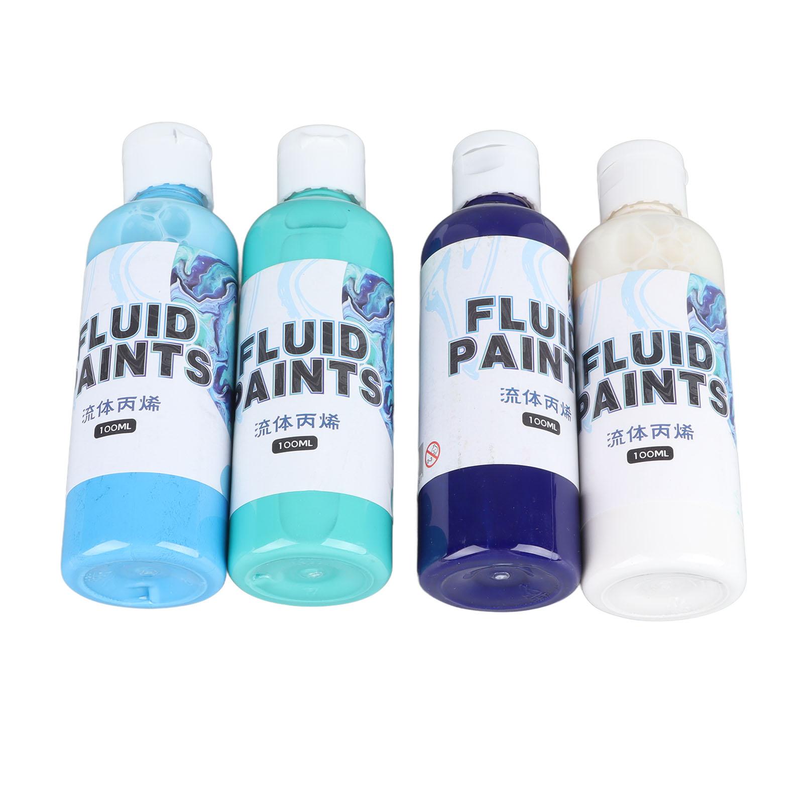 

High Flow Acrylic Paint Set Fade Resistant Safe Environmentally Friendly 4 Color Acrylic Pouring Paint 100ml