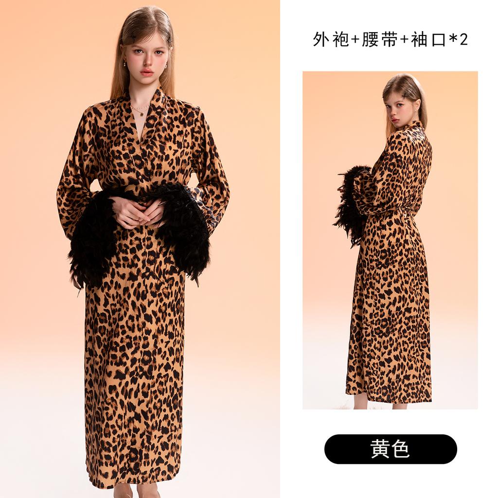 Women's Deep V Open Front Tie Waist Plush Trim Wearable Robe