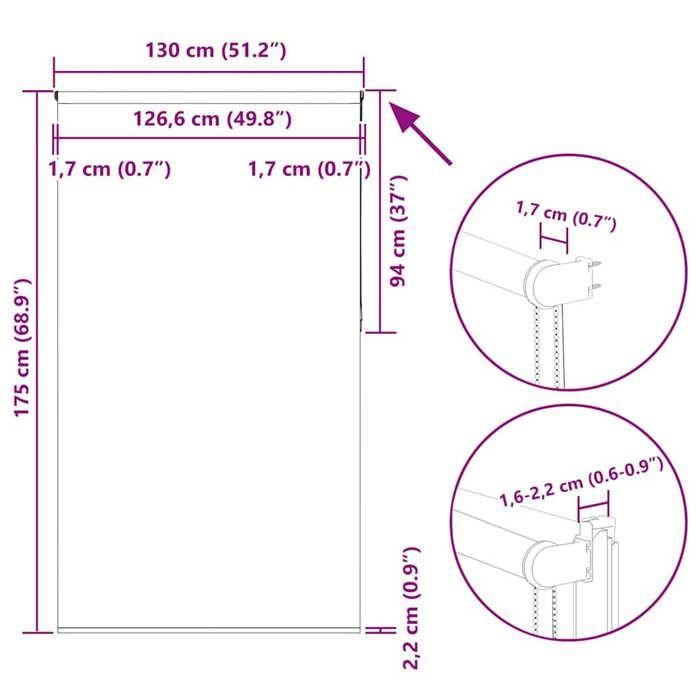 VidaXL Store enrouleur occultant blanc cassé 130x175 cm largeur tissu, store de jour et de nuit, store de cuisine, store 4011680