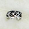 Unisex Adjustable Distressed Flower Open Ring - Versatile Alloy Design