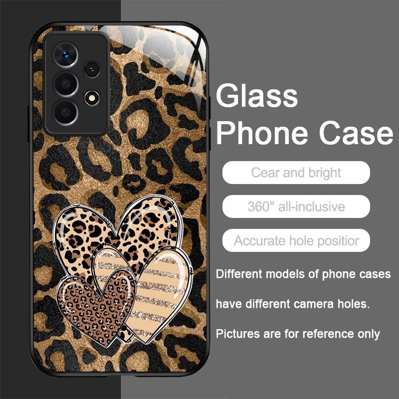 Artistic Leopard Print Cherry Red Lips Tempered Glass Phone Case for Samsung Galaxy S25 Ultra S24 S23 Plus S22 S21 S20 FE Covers